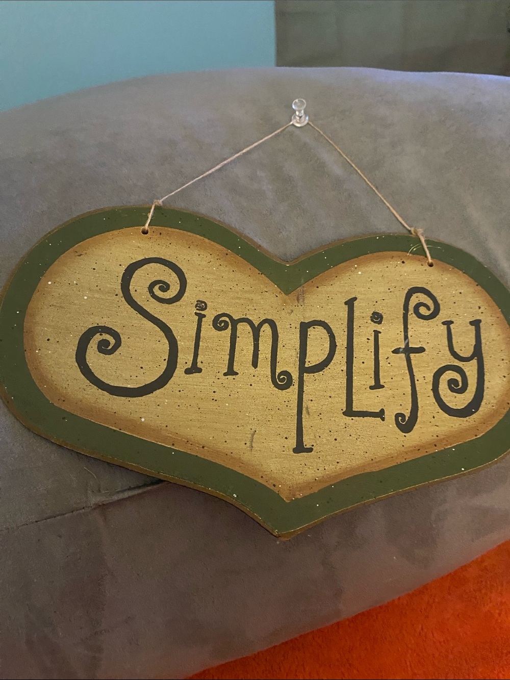 Simplify Heart Wall Sign in Olive Green and Beige - Rustic Home Decor
